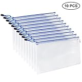 Ofilon Zipper Envelope Pouch, Pack of 10, Water-resistant PVC Zippered File Bag Storage for Office Document, Business Receipts, Magazines, Toys, Cosmetics,Travel Accessories Organizer (A5 9.4