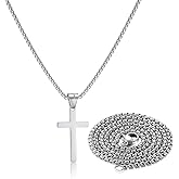 Stainless Steel Cross Necklace for Men Silver Cross Necklace for boy Small Cross Pendant Necklace Simple Jewelry Cross Chain Gifts for Men