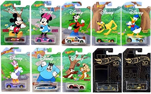 Hot Wheels 2019 Disney 90th Anniversary 10 Pack Exclusive Car Set with Bonus Collectibles Toy Car