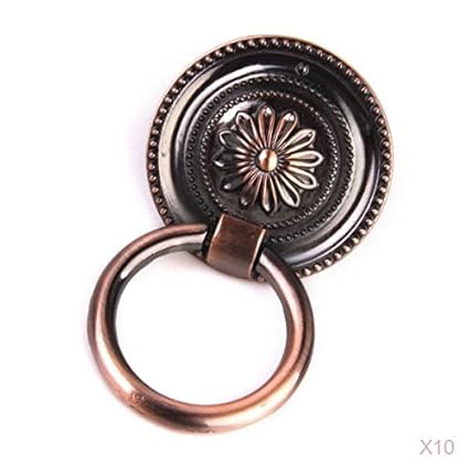 10x Red Bronze Round Cabinet Door Drawer Wardrobe Pull Ring Handle Knob Dia 55mm