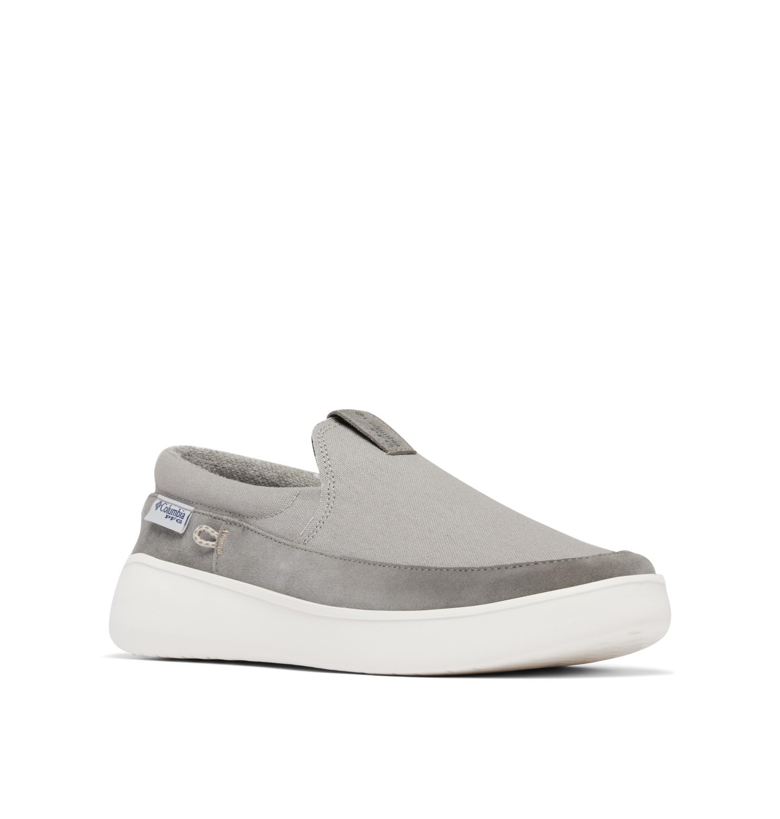 Photo 1 of Columbia Mens PFG Boatside Slip On Boat Shoe, Ti Titanium/Ancient Fossil, 9