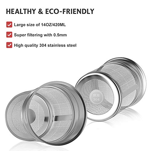 BINE 14oz Glass Tea Infuser Bottle Tumbler Strainer for Loose Leaf, Herbal, Green or Ice Tea Cold Brew Coffee Mug or Fruit Infusion Hot or Cold Water Travel Bottle Free Travel Sleeve - Thumbnail 2