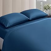 SAKIAO 100% Egyptian Cotton Sheets King Size,1000 Thread Count Luxury Heavy Bed Sheets Set,All Season,Breathable & Cooling Sheets 17" Deep Pocket Sheets 4-Pc Sets (Ocean Blue, King)