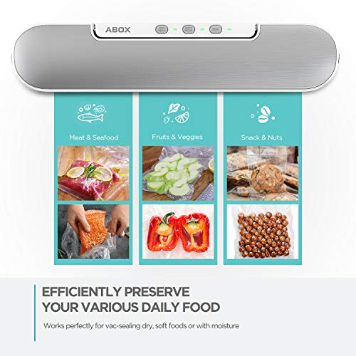 Vacuum Sealer Machine, ABOX V69 Portable Food Vacuum Air Sealing System for Food Saver Storage, Compact Design with Magnets and 10 Bags - Thumbnail 3