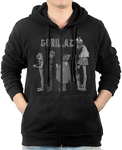 Mens Gorillaz Rock Music Men's Slim Fit Zip-up Hoodies Fleece Sweatshirts JacketXX-Large
