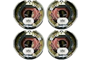 M-Parts 2 Pairs of Self-Adjusting 12-1/4" X 3-3/8" (12.25" X 3.375") Electric Trailer Drum Brake Assemblies Kit for 8,000 Lbs (8K) Trailer Axles; 2 LH (77-1208-1) + 2 RH (77-1208-2)