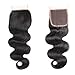 ZXZ Brazilian Body Wave Lace Closure 4x4 Free Part Swiss Lace Closure 130% Density Virgin Remy Human Hair Natural Color (10inch, BODY)