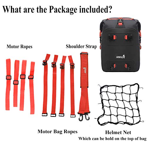image for Waterpoof Motorcycle Tail Bag, SEEU Universal Motorcycle Seat Bag Moto