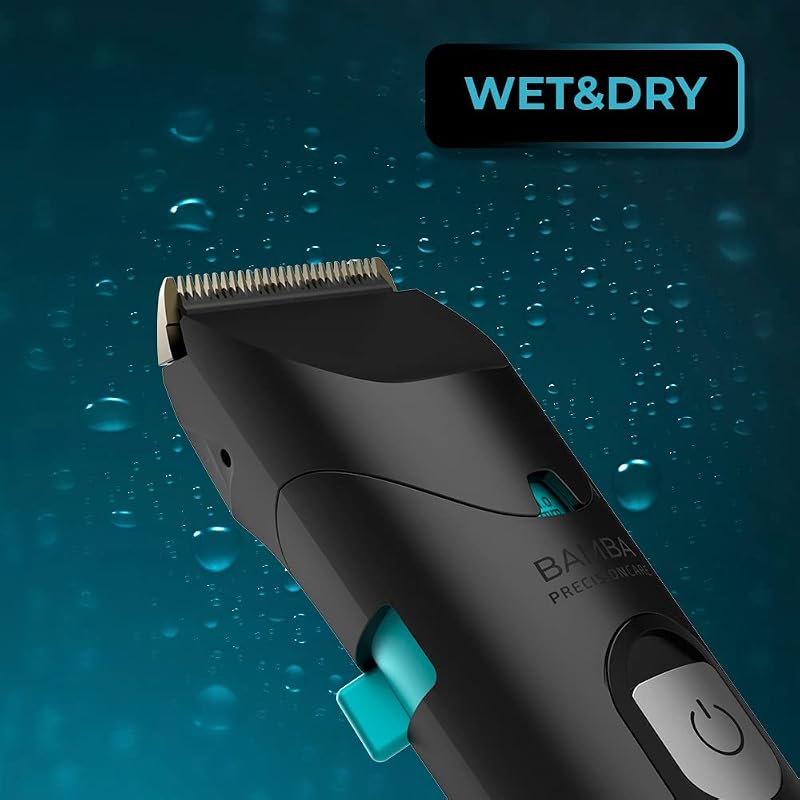 Cortapelos Bamba PrecisionCare Wet&Dry. Batería de Litio, Autonomía 120 mins, Cuchillas de Acero Inox con Recubrimiento de Titanio, IPX6, Modo con Cable, Incluye 8 Peines