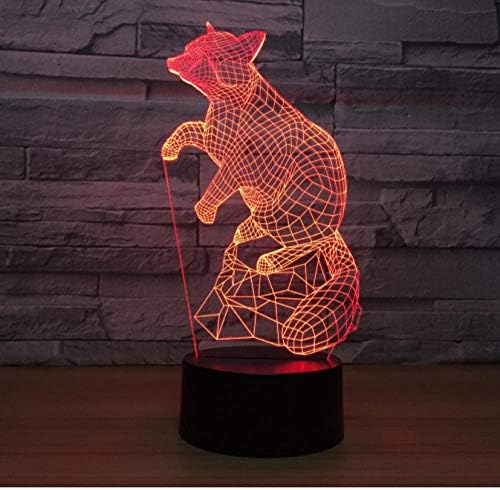 yangww Night Light Fox Mouse 3D Light Night Creative Touch Control Colorful Led Lamp USB Battery 3D Light Fixtures Kids Room Light Home Decor Light Bedside Lamp-Bluetooth Speaker Base
