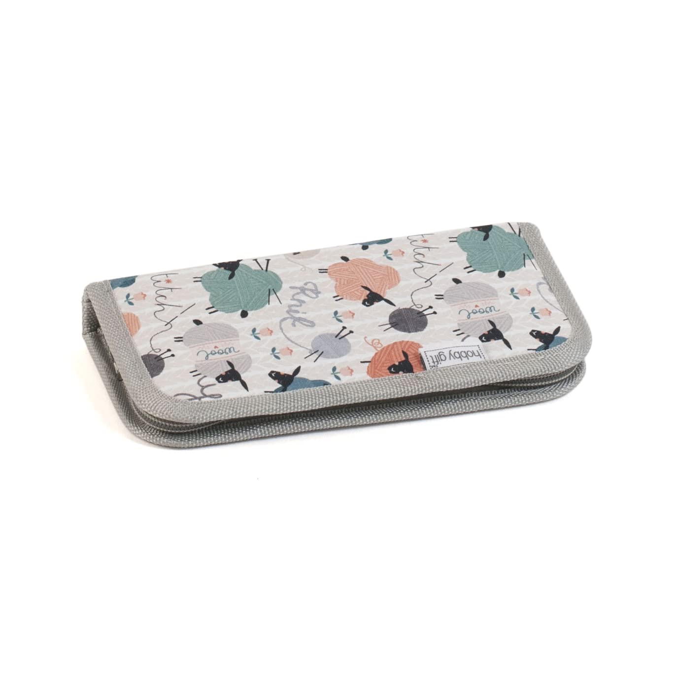 Hobby Gift Crochet Case - Elasticated Crochet Hook Storage - 100% Cotton Hard Zippered Case - 10 x 20 x 3cm - Knit Happens — image 1