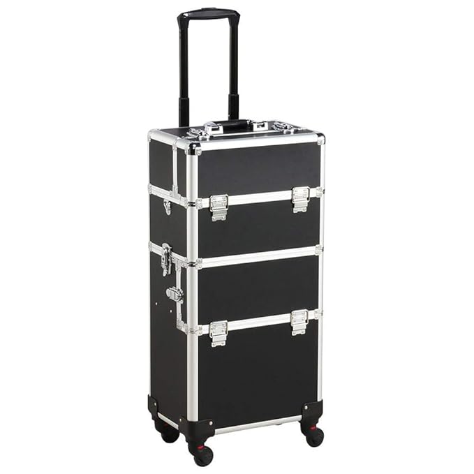 Yaheetech Alu Trolley make up Kosmetikkoffer Nail Art Koffer Box Schmuckständer Nagellack Gegenstände mit 4 stabile 360° Univ