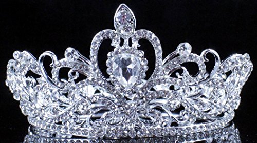 Janefashions 5.5cm High Crystal Rhinestone 4 Women Girl Hair Tiara Crown Party Silver T12108