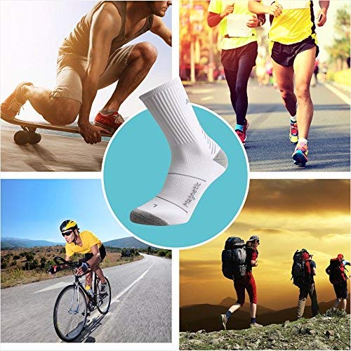 IMITOR Calcetines de Senderismo para Hombre y Mujere Algodón Transpirable Calcetines de Trekking Calcetines Térmicos para Actividades al Aire Libre Ciclismo Correr Escalar 3 Pares (Blanco Gris)