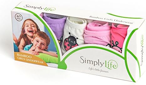 Simply Life Girls' Bamboo Viscose Printed Underwear 5pcs Briefs Multi-color 6/7