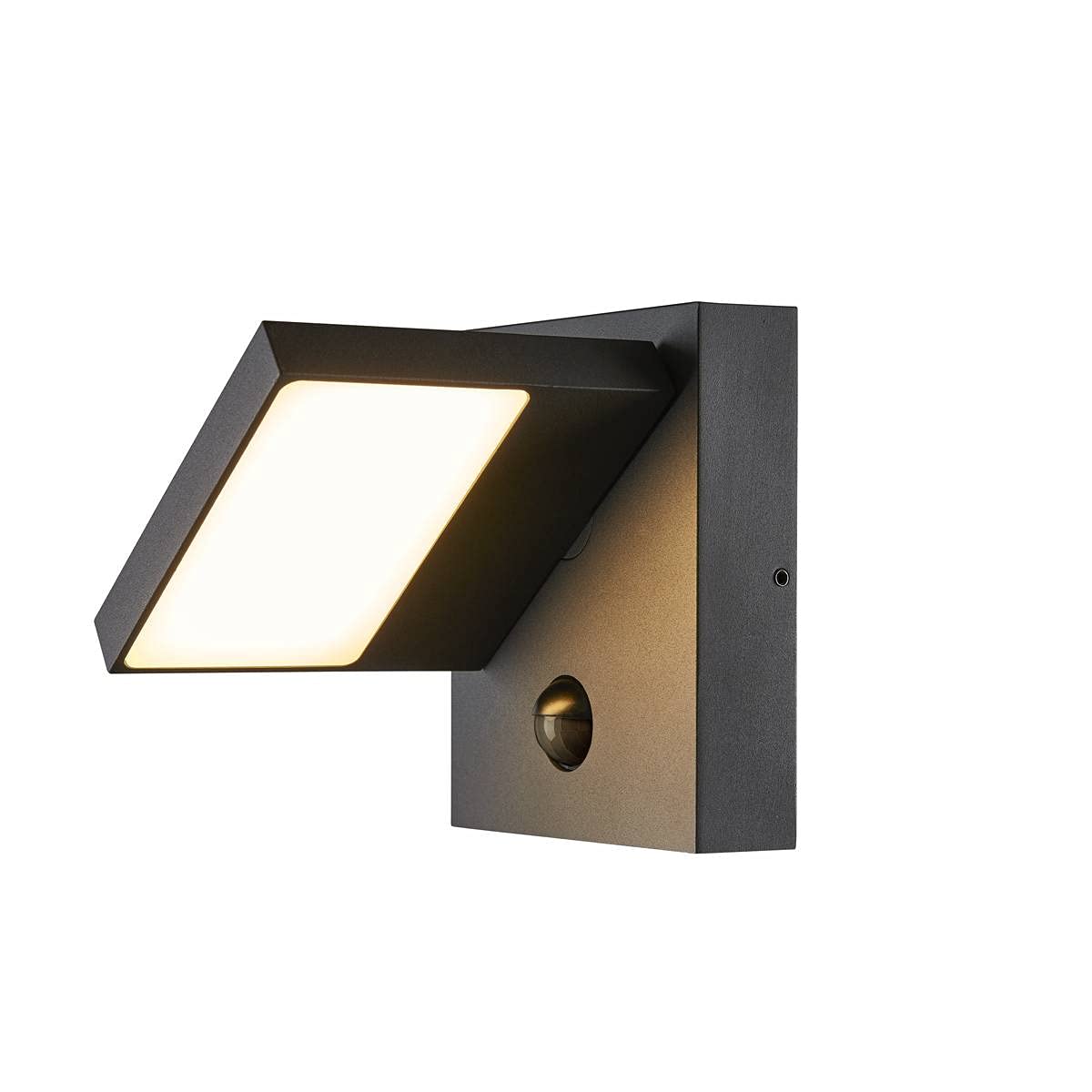 SLV Wall-Mounted Light ABRIDOR Sensor/Illumination for Walls, Paths, entrances, Built-in Outdoor Light, Garden lamp / IP54 3000/4000K 14W 750lm Anthracite, Normal, 1002990