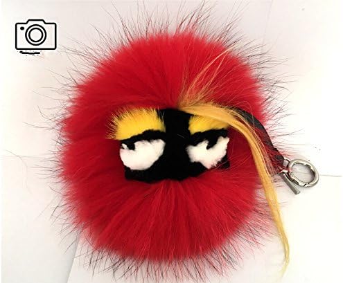2016 Mink Fur Large Monster Charm Decoration Accessory Women Bag Pendant Girl Gift Doll Keychain for Car Key Ring Handbag Tote Bag (Red)