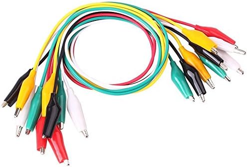Puuli 20 Pcs 5 Colours double Ended Alligator Clip wire Crocodile Clip Test Leads 50cm Jumper Cable Wires