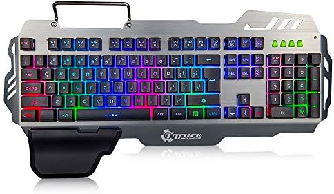 EARME 7pin PK900 Gaming Keyboard, Durable Gameboard with 104 Keys RGB Backlight, Phone Holder