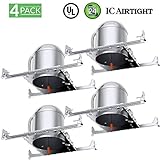 Sunco Lighting - New Construction LED Can Air Tight IC Housing LED Recessed Lighting- UL Listed and Title 24 Certified (6 INCH, 4 Pack)
