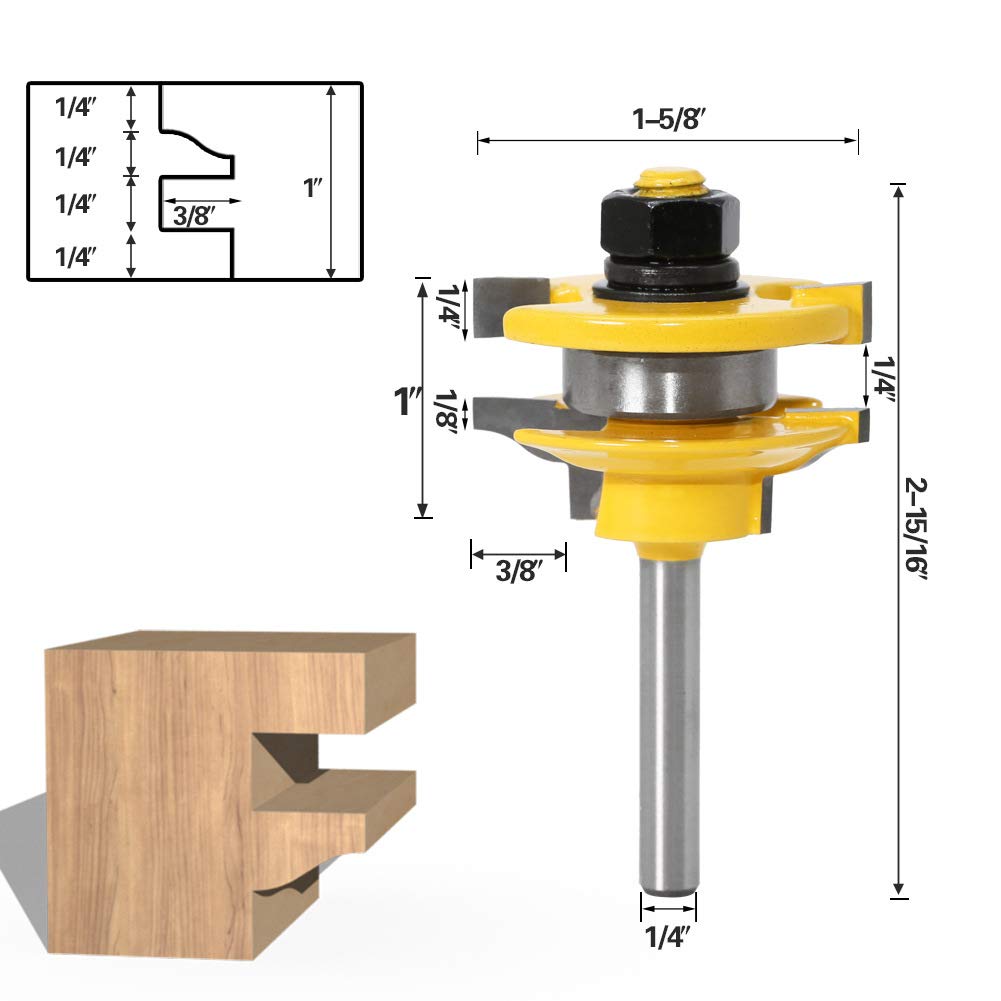 DBoyun 3pcs 1/4 Inch Shank Ogee Rail and Stile Ogee Raised Panel Router Bit Set: Industrial & Scientific