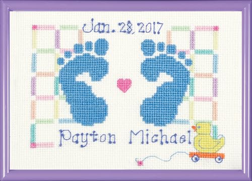 Janlynn Unbekannt Kreuzstich-Set, Babyfüße, Geburtsankündigung