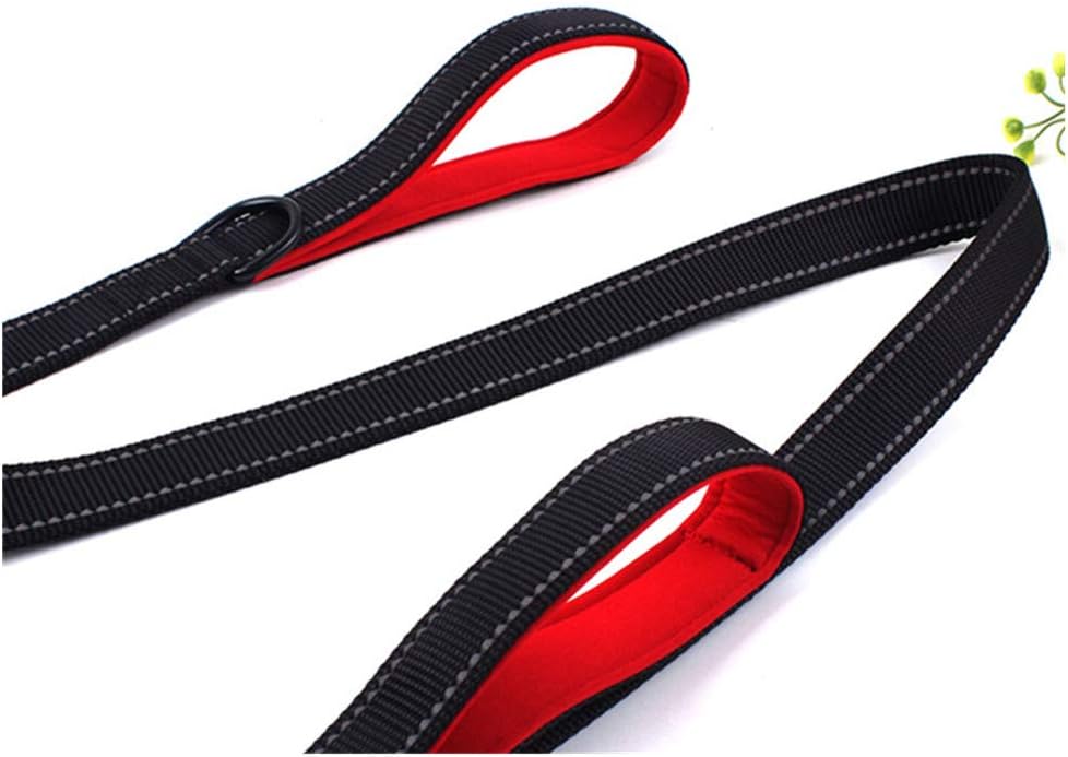 Yih Vane Double Handle Dog Leash, 4.9ft Nylon Reflective Dog Lead with Padded Handles for Small to Medium Dogs - Red - Image 4