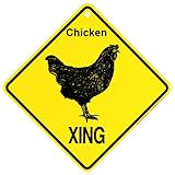 Chicken Xing Caution Crossing Sign Farm Animal Gift Platic Yard Sign