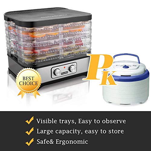 Food Dehydrator Machine Jerky with 5 Trays, Knob Button/250Watt - Thumbnail 2