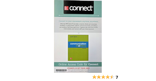 Connect Access Card For Munication Matters 3rd Edition Kory Floyd 9781259899768 Books Connect Access Card For Munication Matters 3rd Edition Kory Floyd 9781259899768 Books