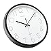 Plumeet Black Wall Clock Non Ticking Silent Quartz Round Clock Decorate Bedroom Home Kitchen Office - Battery Operated (White)