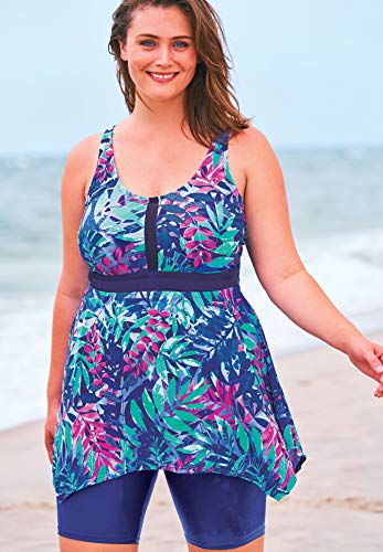 Swimsuits For All Women's Plus Size Wrap Swim Tankini Top in Bra Sizes
