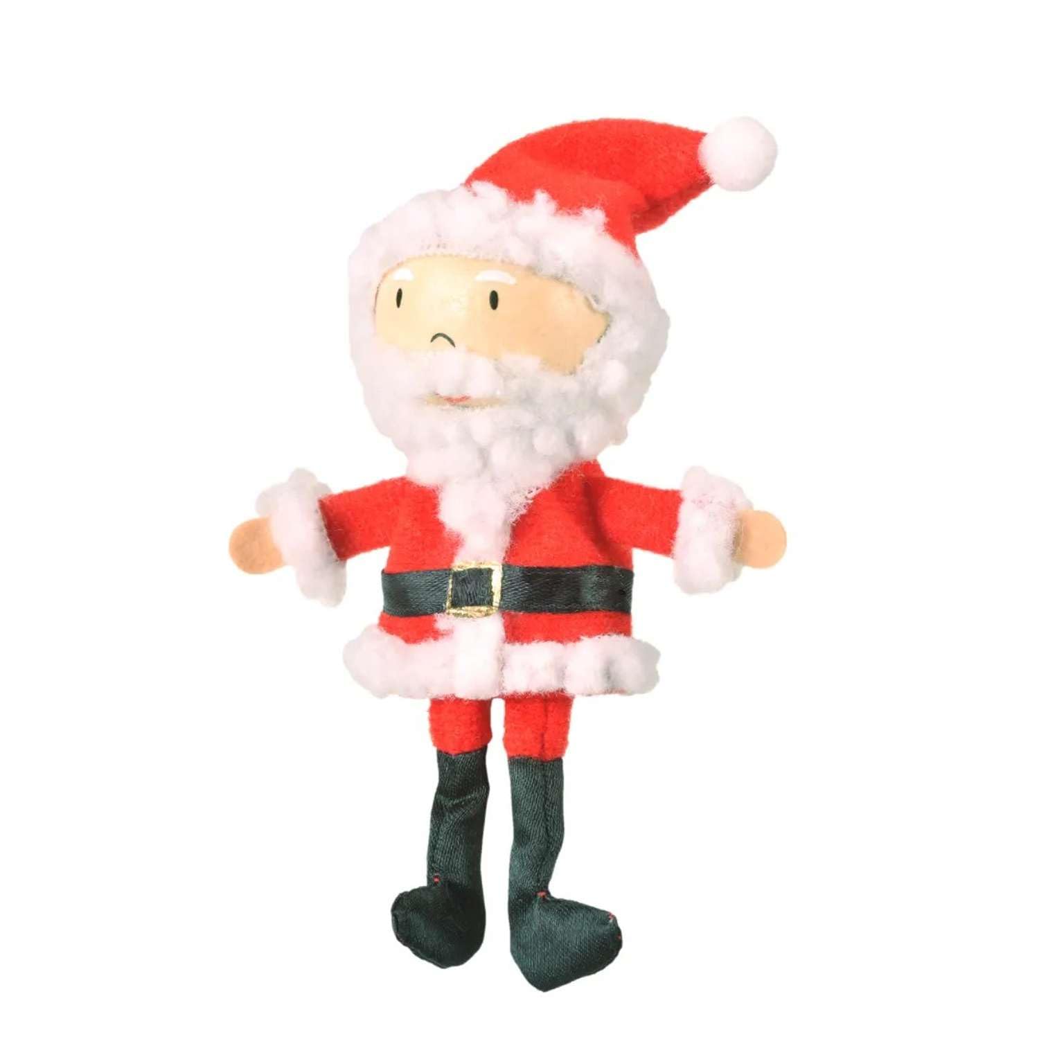 Fiesta Crafts Santa Finger Puppet for Kids – Fabric Interactive Toy with Wooden Head for Role Play, Creativity & Sensory Skills - Gift for 3 Year Old Boys & Girls to 9 years old