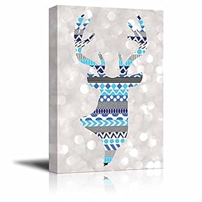 Blue Deer Silhouette with zentagle Patterns on a...