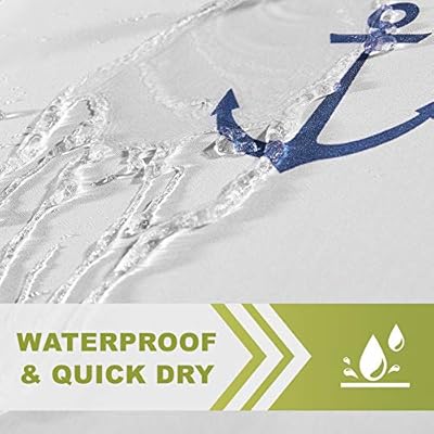 LanMeng Standard Fabric Shower Curtain, Elegance Luxury for Bathroom, Gold Ship's Anchor White Background, Machine… 51sGkVcuC4L