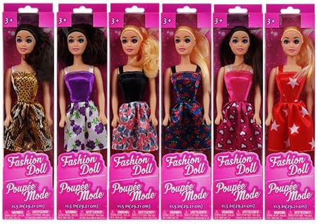 American Fashion Dolls, 11". Set of 4 with different clothes. Introduce them to your Barbie collection. Great favors for Birthday Party gifts Stocking Stuffers