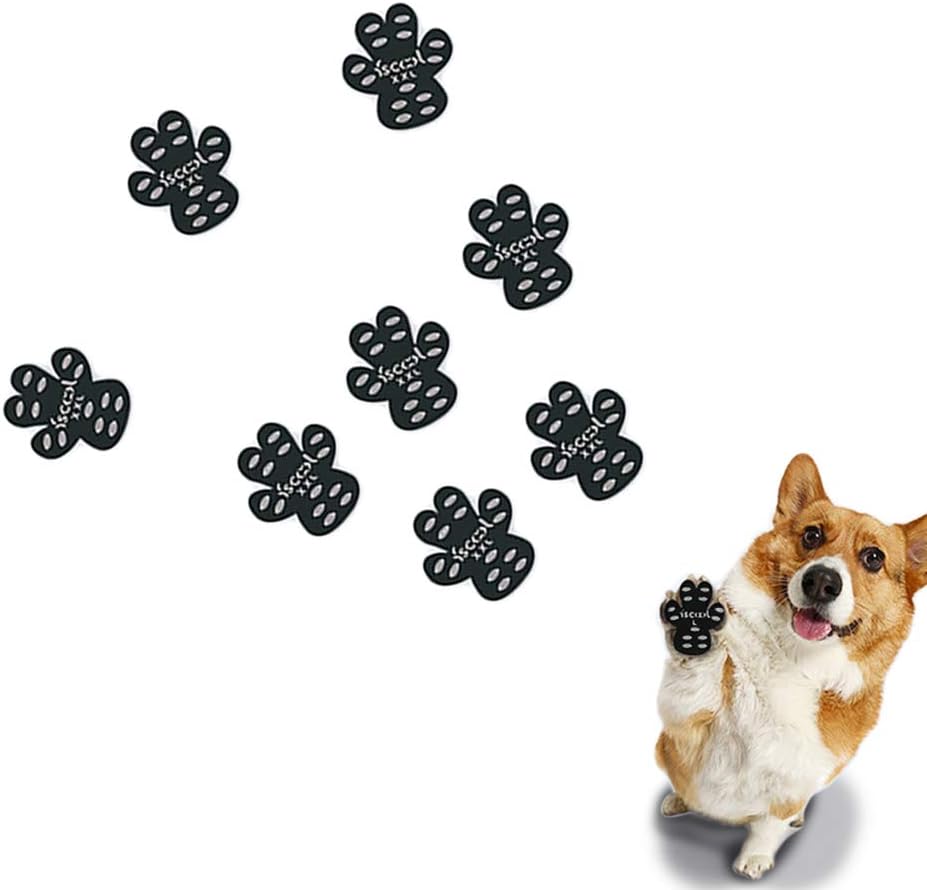 PAPIEEED 8 Pieces Dog Foot Pad Adhesive, Outing Puppy Paw Protector Pad, Walking Dog-shoe Avoid Wounded Scald for Outdoor Activity