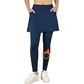 ANIVIVO Women's Knee Length Fleece Lined Leggings with Skirt, Winter Warm Skirted Leggings for Women Zipper Pockets