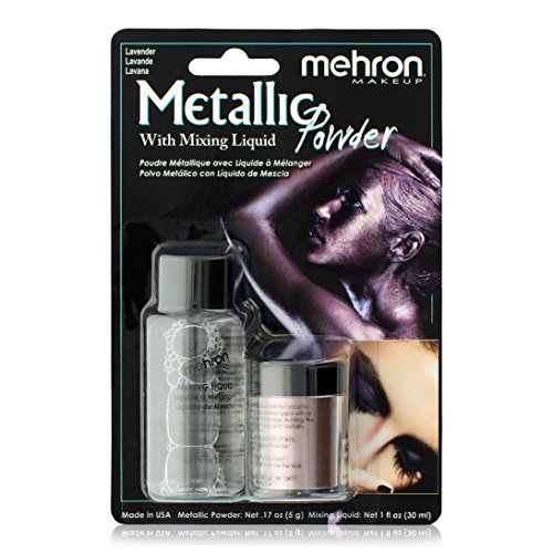 Mehron Makeup Metallic Powder .17 oz with Mixing Liquid 1fl oz - Lavender