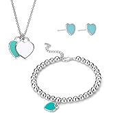 JOOVAYUN Heart Pendant Necklace Charm Bracelet Titanium Heart Love Earrings