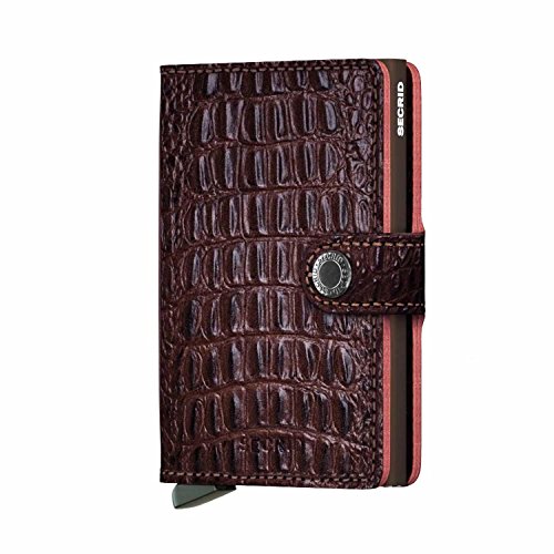 Secrid Mini Wallet, Nile Genuine Leather, RFID Safe, Holds up to 12 Cards (Brown)