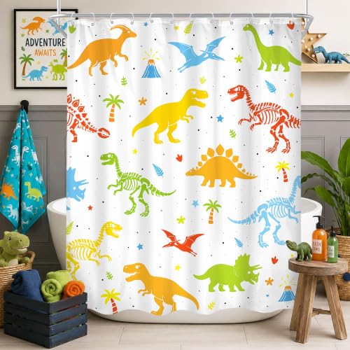Kids Dinosaur Cartoon Dino Cute Funny Safari Bathroom Shower Curtain Set at Amazon