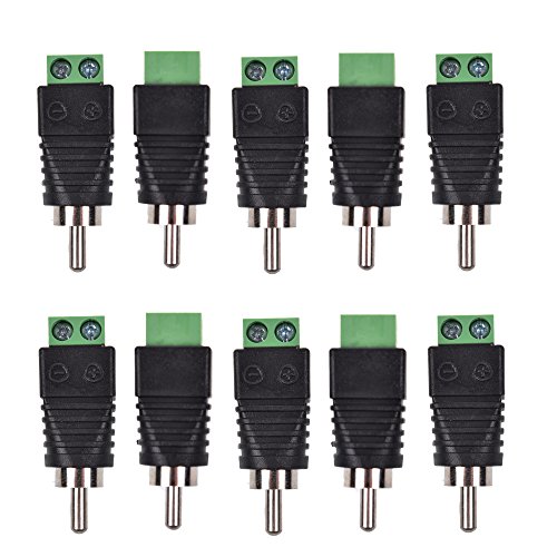 UPC 702646731569, Bluecell 10pcs Phono RCA Male Plug to AV Screw Terminal Plug Connector