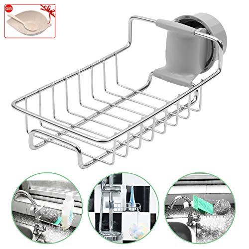 Kitchen Faucet Sponge Holder, 1Pack, Stainless Steel Sink Sponge Holder for Dishwashing Accessories, Sink Caddy Organizer for Bathroom Kitchen