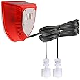 Solar Water Level Sensor, High/Low Water Level Alarm with Dual Probe, 129 dB Red Strobe Siren with Adjustable Volume, Bobber Water Detector, 16.4ft Detect Cord, IP55 Waterproof for Indoor /Outdoor