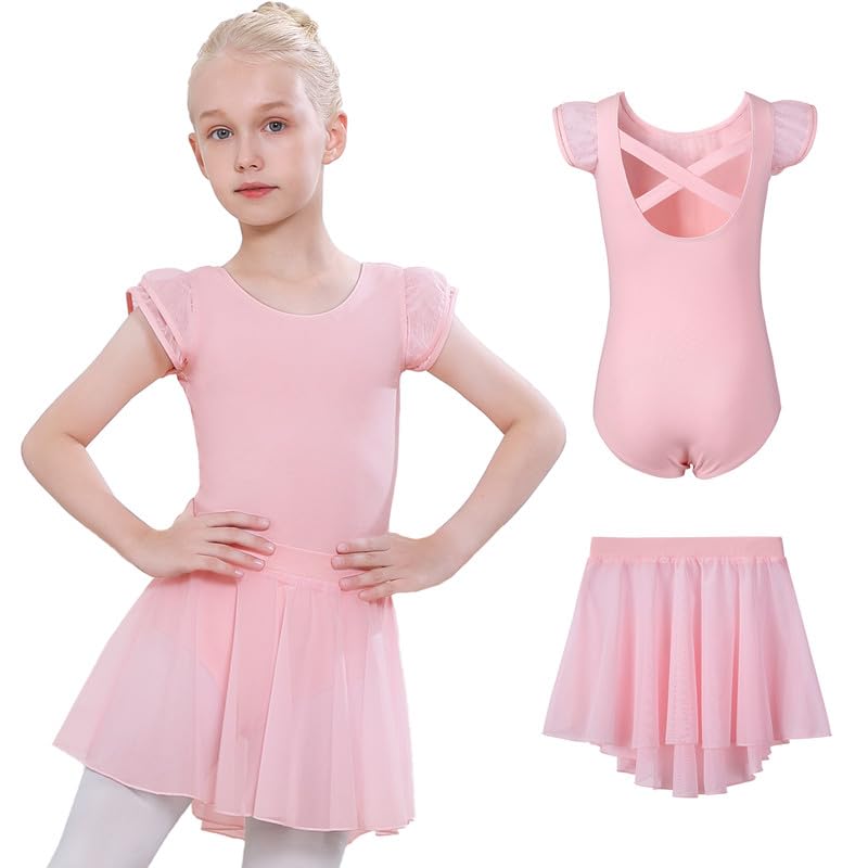 DIPUG Ballet Leotards for Girls Dance Leotard Combo Toddler Removable Dance Skirt