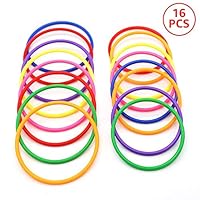 C-pop Rings for Ring toss,16Pcs Multicolor Plastic Toss Rings for Speed and Agility Practice Games,Carnival Garden Backyard, Outdoor Games,Toss Ring Game (16pcs)