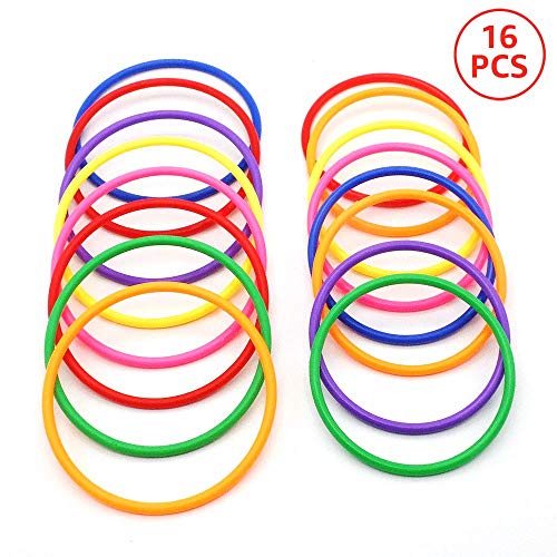 C-pop Rings for Ring toss,16Pcs Multicolor Plastic Toss Rings for Speed and Agility Practice Games,Carnival Garden Backyard, Outdoor Games,Toss Ring Game (16pcs)