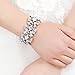 FAYBOX Clear Silvery Rhinestone Leaf Tree Themed Bridal Stretch Bracelet Ceremony Wedding
