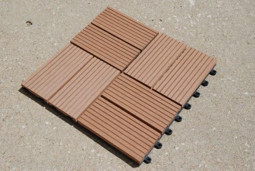 Build4eco - Century Outdoor Living DIY Outdoor Deck Tile Patio Composite Decking Tile Brown 2 Slate Style (12-inch X 12-inch 10 Tiles)